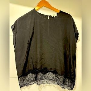 Wilfred silk tee with lace bottom.